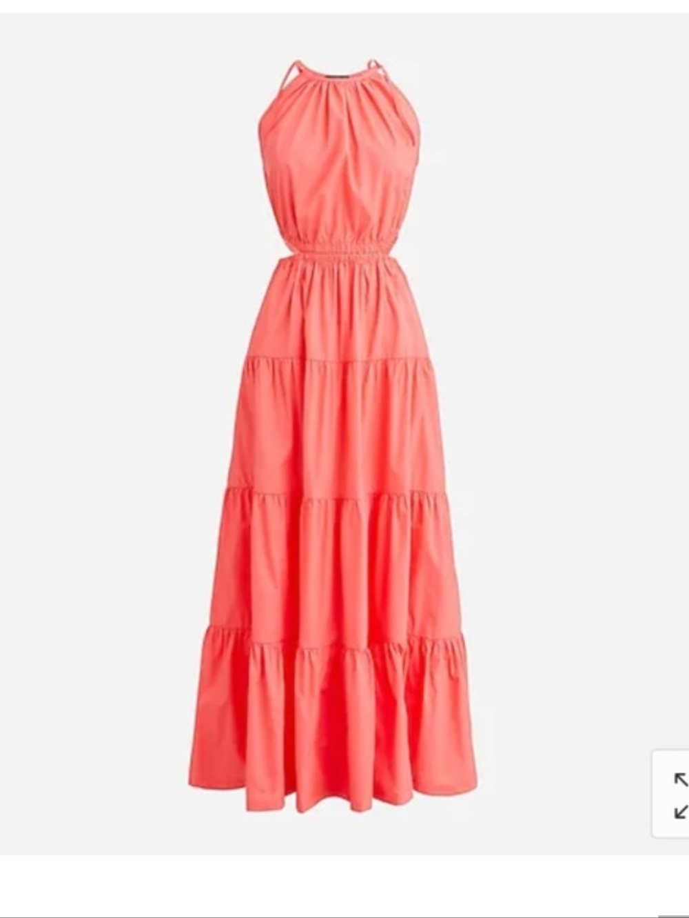 J.Crew Harbour Side Cutout Coral Halter Tiered Maxi Dress Size L
